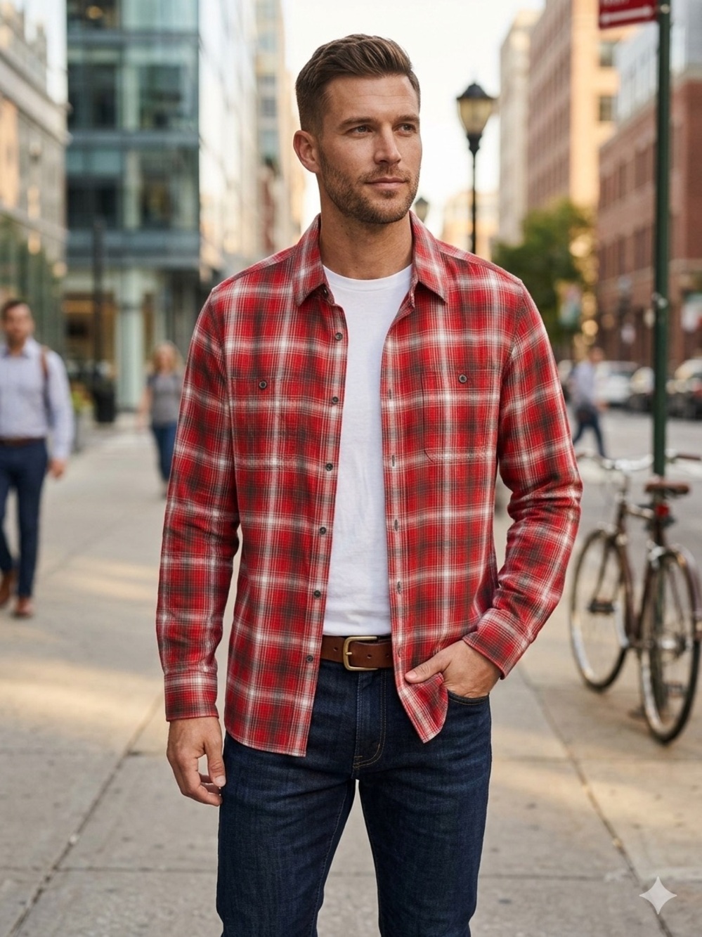 Banana Republic Red Plaid Button-Down Shirt